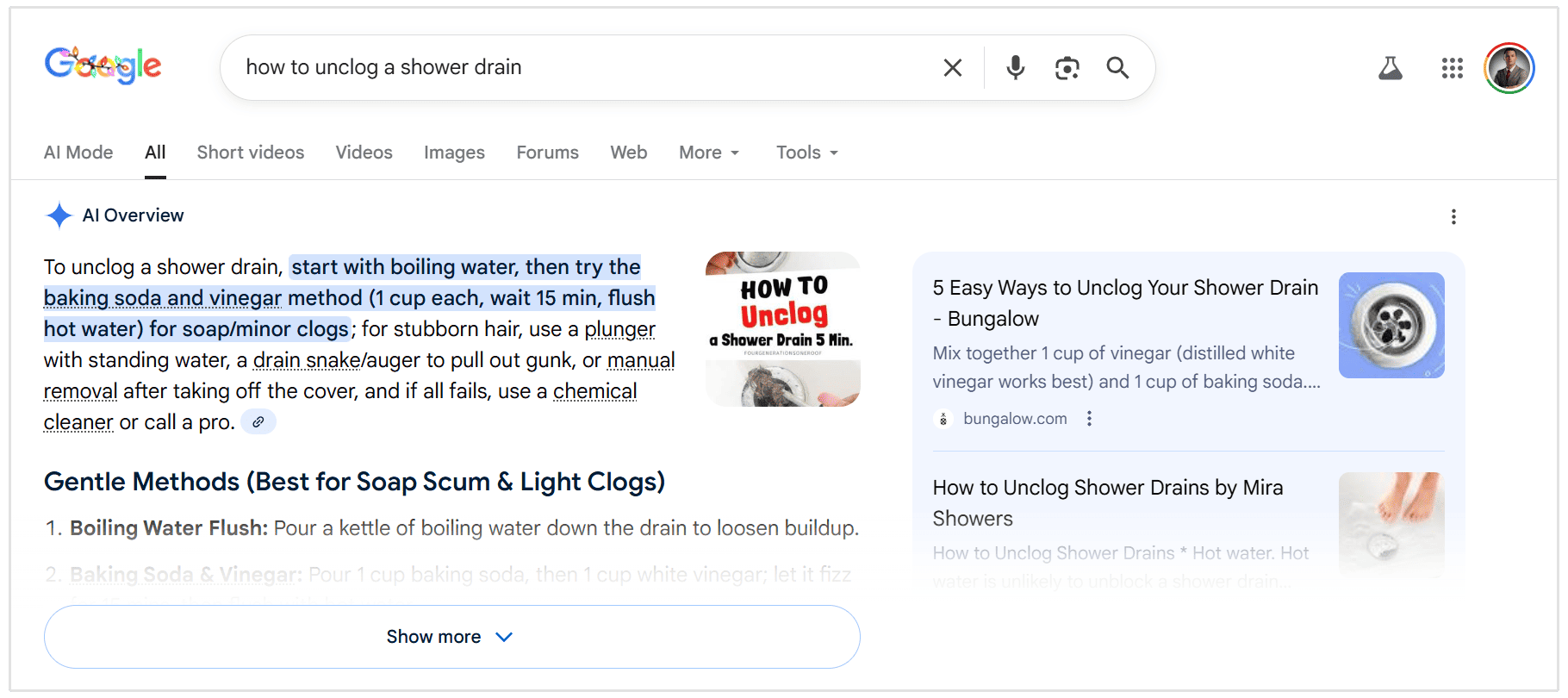 résultats SERP de Google